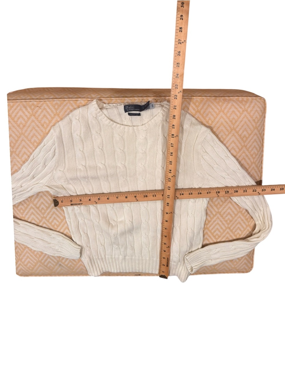 Ralph Lauren Cream Cable-Knit Crewneck Sweater - Women's Sz S - Picture 3 of 4
